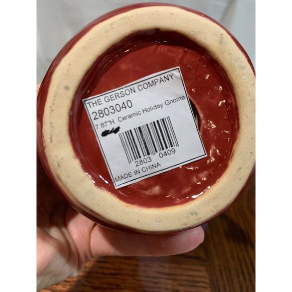 Ceramic Red Holiday Gnome Figurine With Snowflake Design NWT - Picture 5 of 5